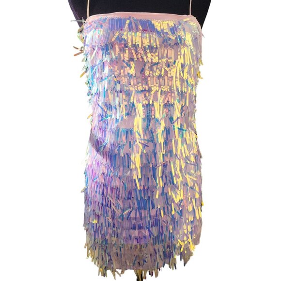 Holiday Beaded Fringes Luxury Designer Runway Cocktail Evening Party Prom Dress - Picture 7 of 16